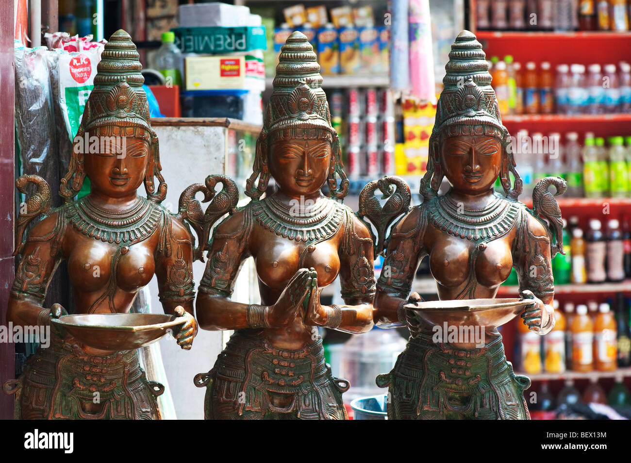 Indian hindu goddess deity statues outside a shop front in India Stock Photo Alamy