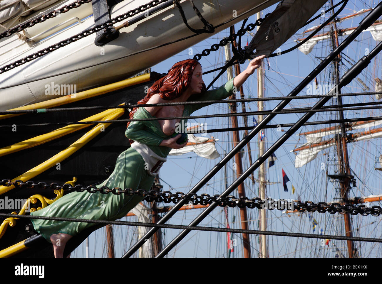 Figurehead of sailing ship Stad Amsterdam Stock Photo