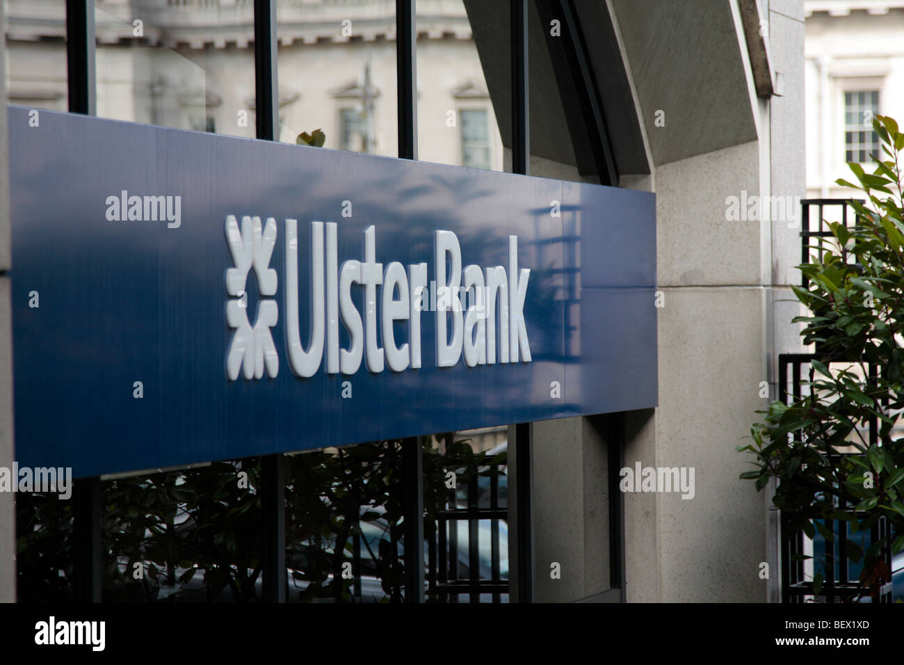 Ulster Bank sign at a branch in Dublin Ireland Stock Photo