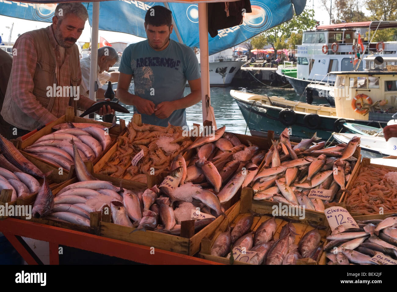 Turkey Bosphorus Sariyer fish market Stock Photo