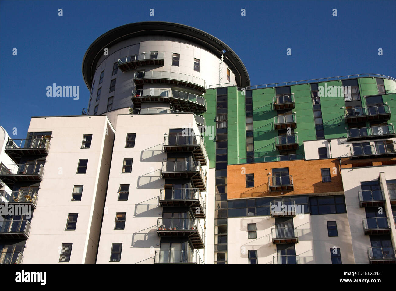 Modern apartments, The Green Quarter, Manchester, England, UK Stock