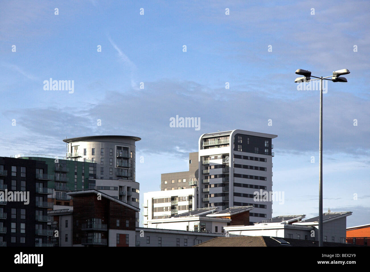 Modern apartments, The Green Quarter, Manchester, England, UK Stock