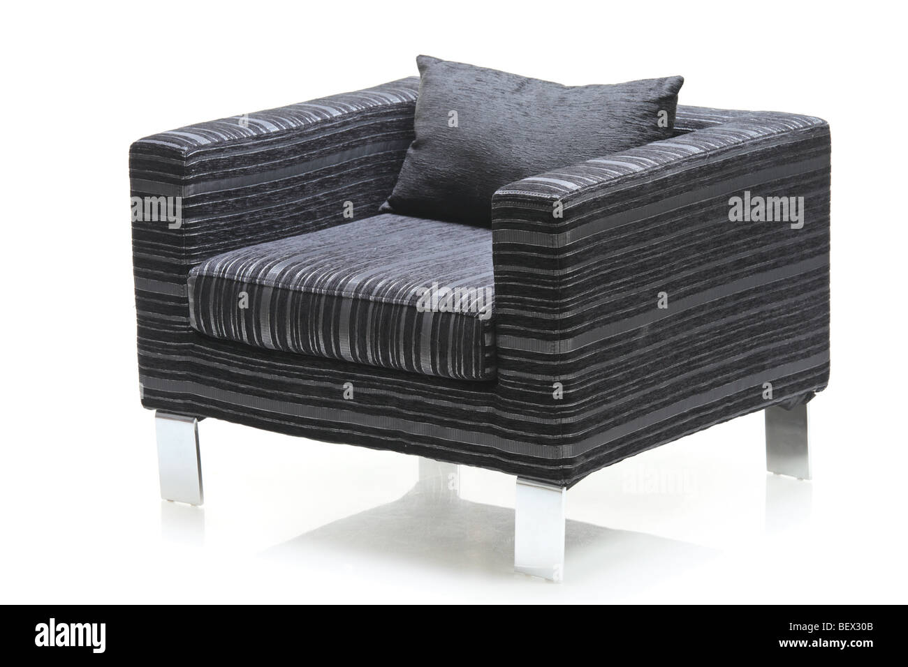 Black leather armchair isolated on white background Stock Photo - Alamy