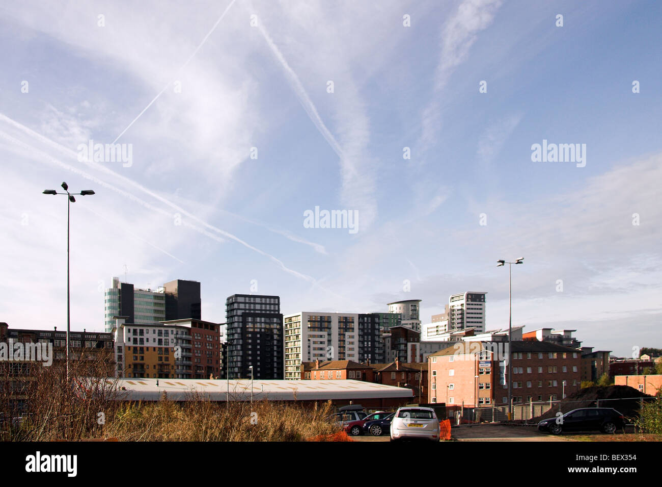Modern apartments, The Green Quarter, Manchester, England, UK Stock
