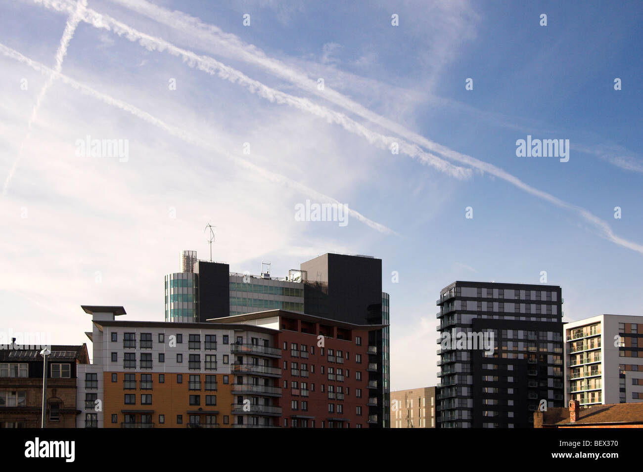 Modern apartments, The Green Quarter, Manchester, England, UK Stock