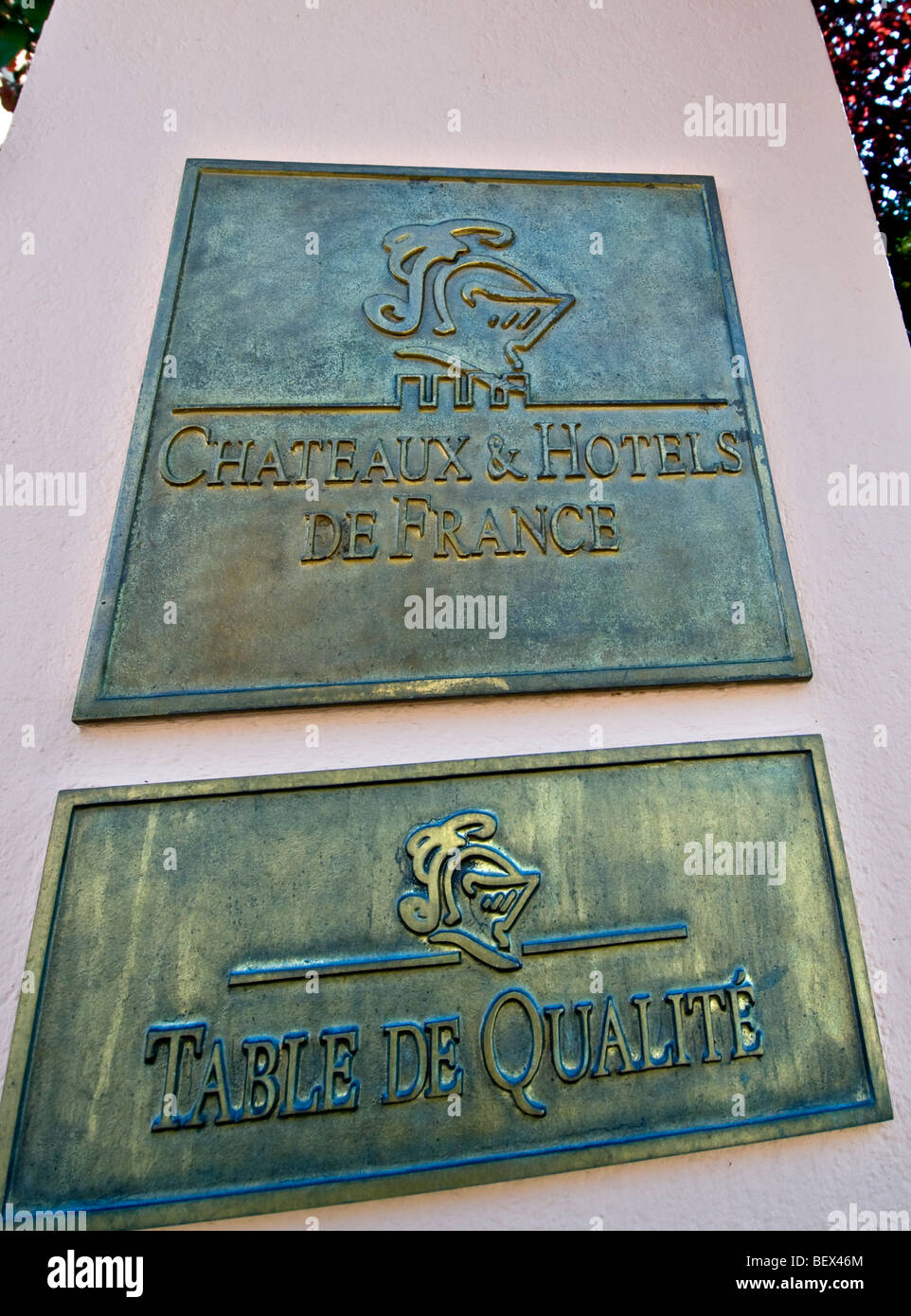 Bronze Name plate for distinctive quality hotel chain in France Stock