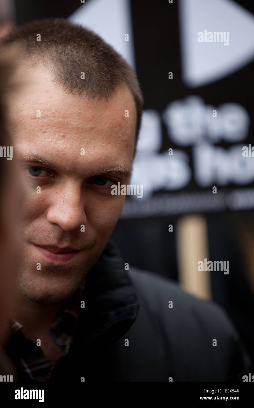 Lance Corporal Joe Glenton at anti-war demonstration Stock Photo