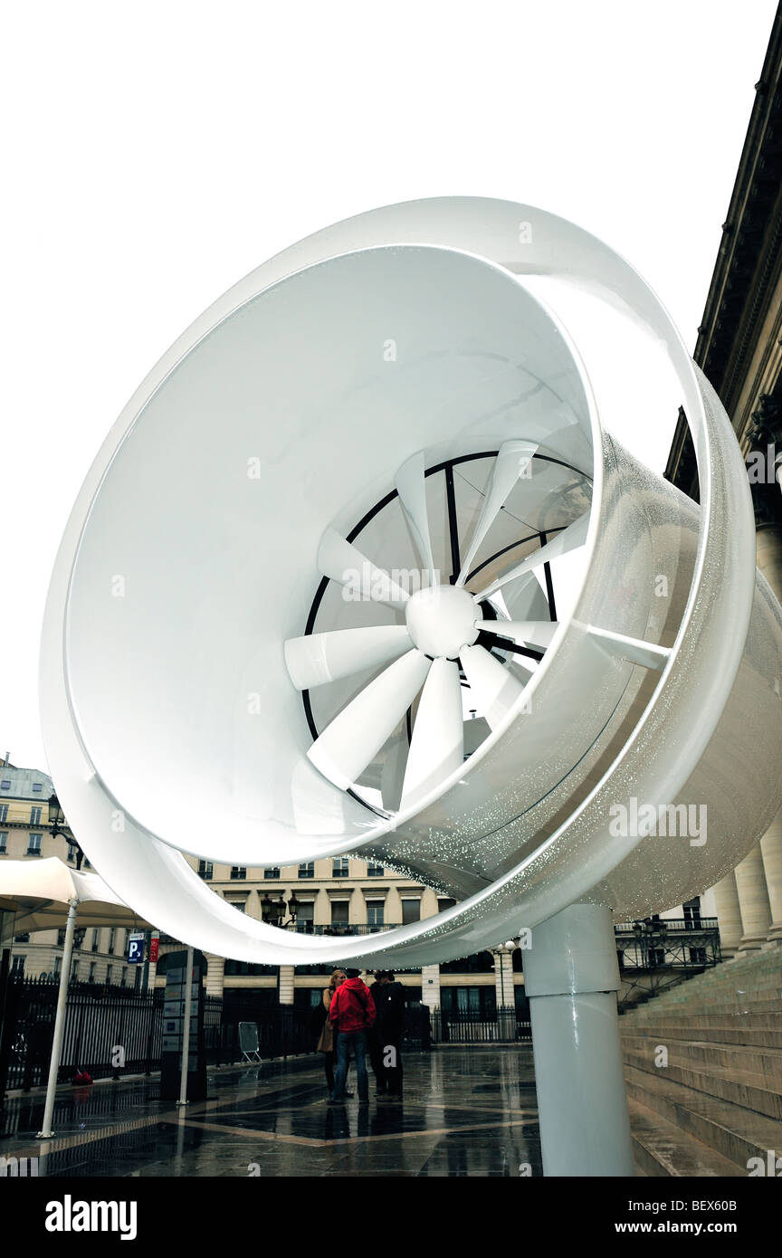 Paris, France, New Technology, Eolian Wind Turbine Outside 'Paris Bourse', 'Elena Energie', Large Model on Display Street Stock Photo