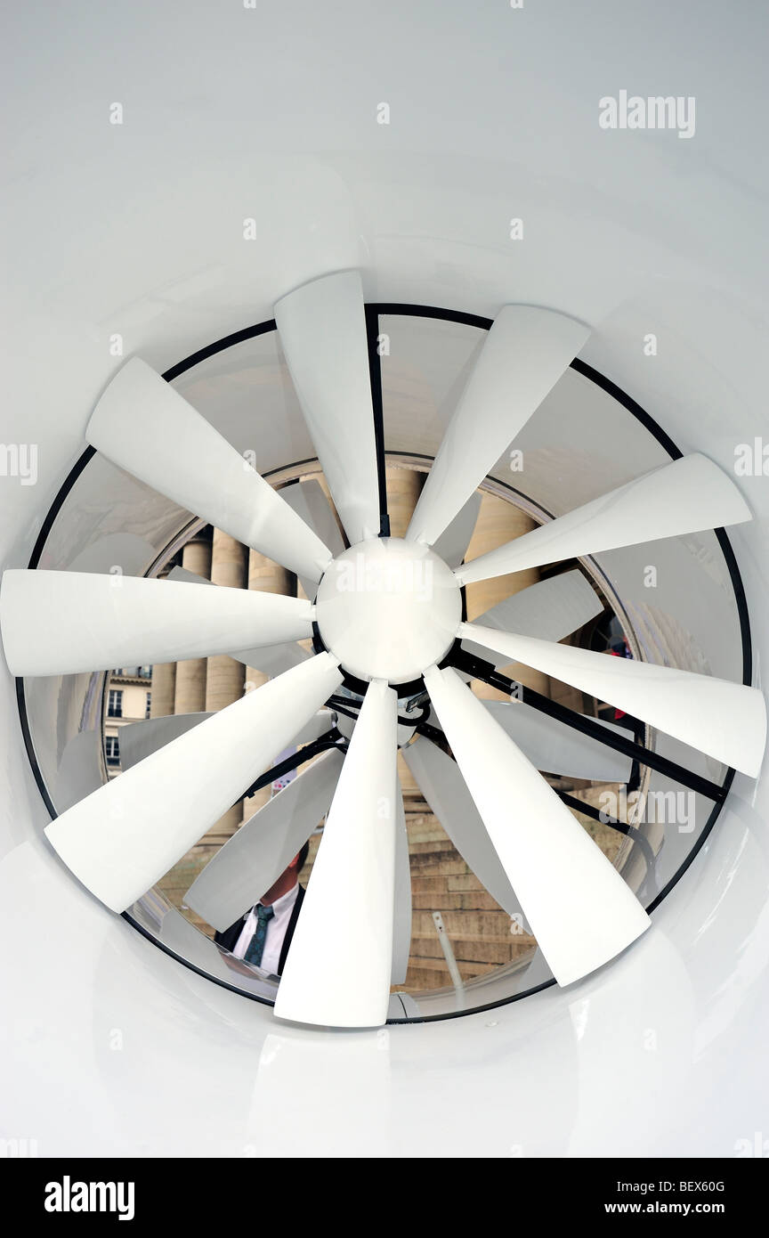 Paris, France, Close UP, New Technology, Close up, Eolian 'Wind Turbine' Outside, 'Elena Energie', Large Model Stock Photo