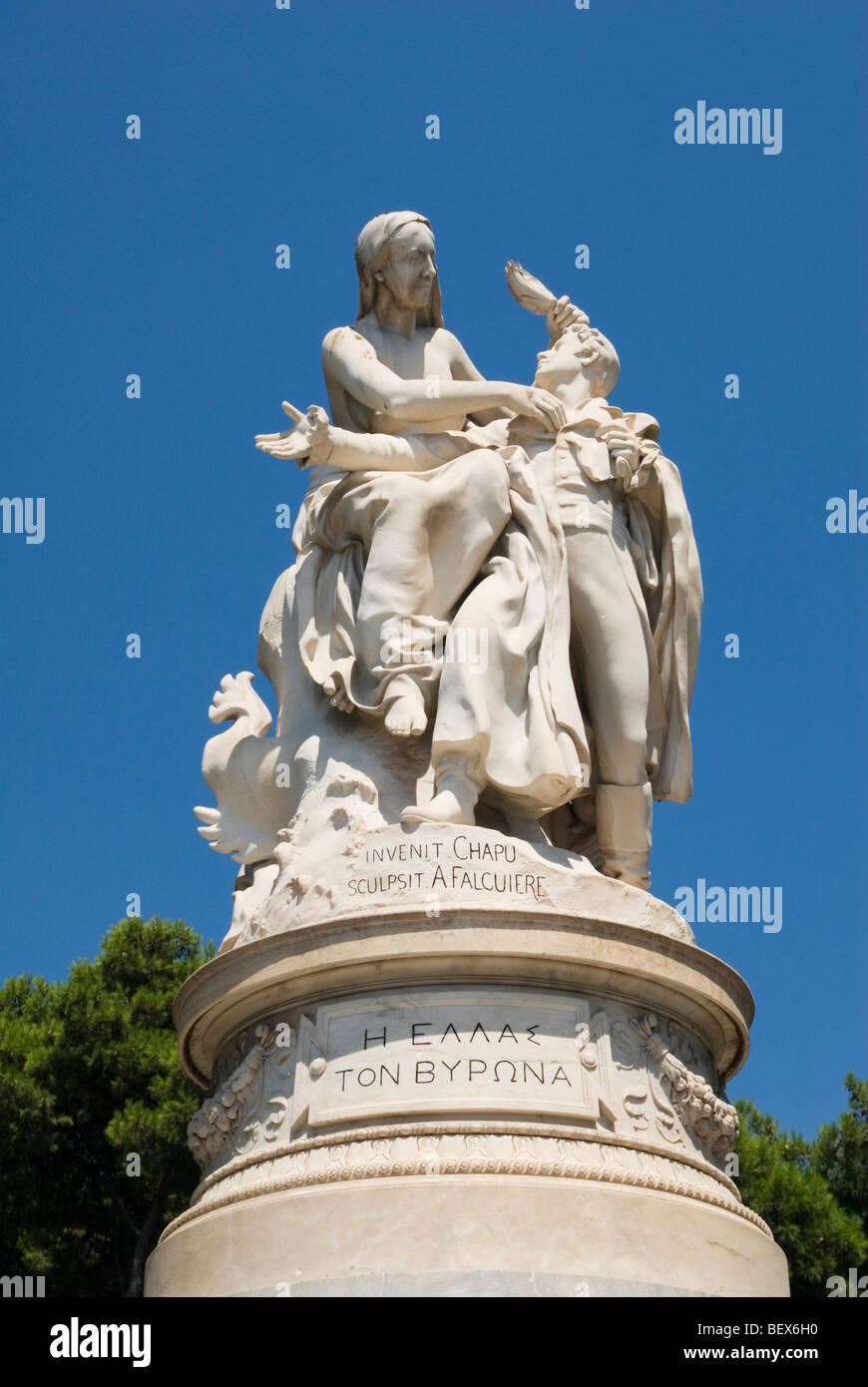 Lord Byron statue in Athens, Greece Stock Photo