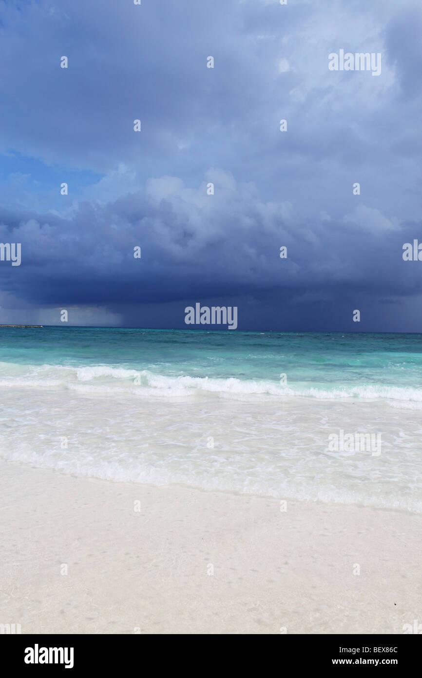 A storm approaching over a Mexican beach, Cancun's Riviera May Stock Photo