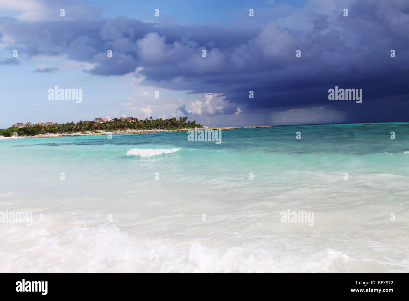 A storm approaching over a Mexican beach, Cancun's Riviera May Stock Photo