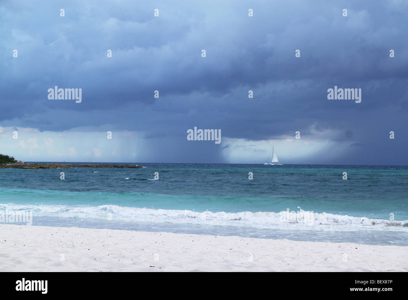 A storm approaching over a Mexican beach, Cancun's Riviera Maya, Mexico Stock Photo