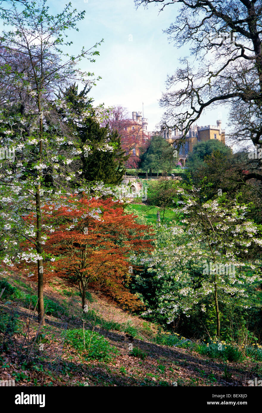 The 'Spring' Gardens in spring at Belvoir Castle with colourful flowering Stock Photo