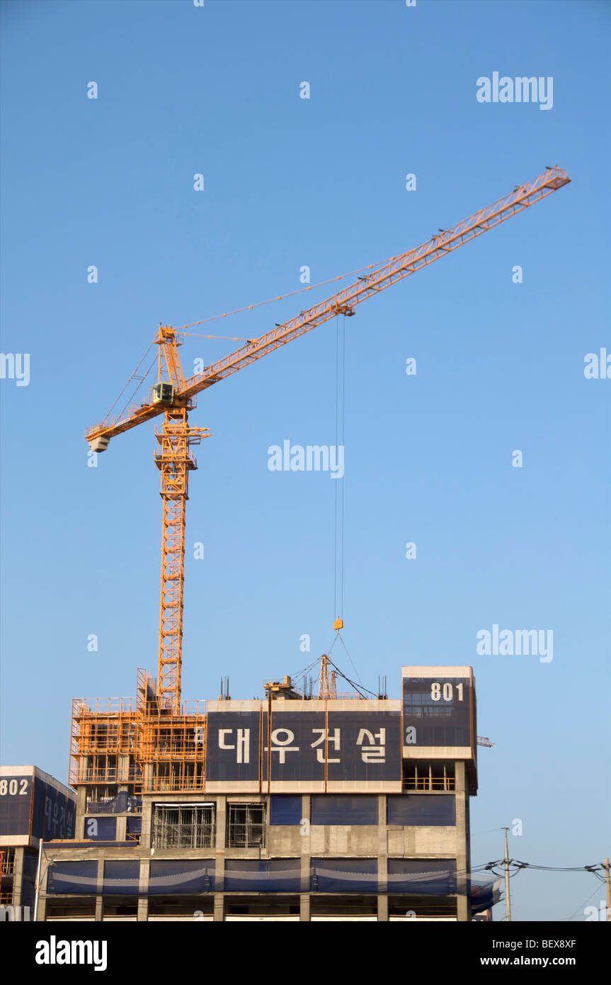 View of the architecture at the new International Free Economic Zone (IFEZ) in Songdo, Incheon, South Korea. October 2009. Stock Photo