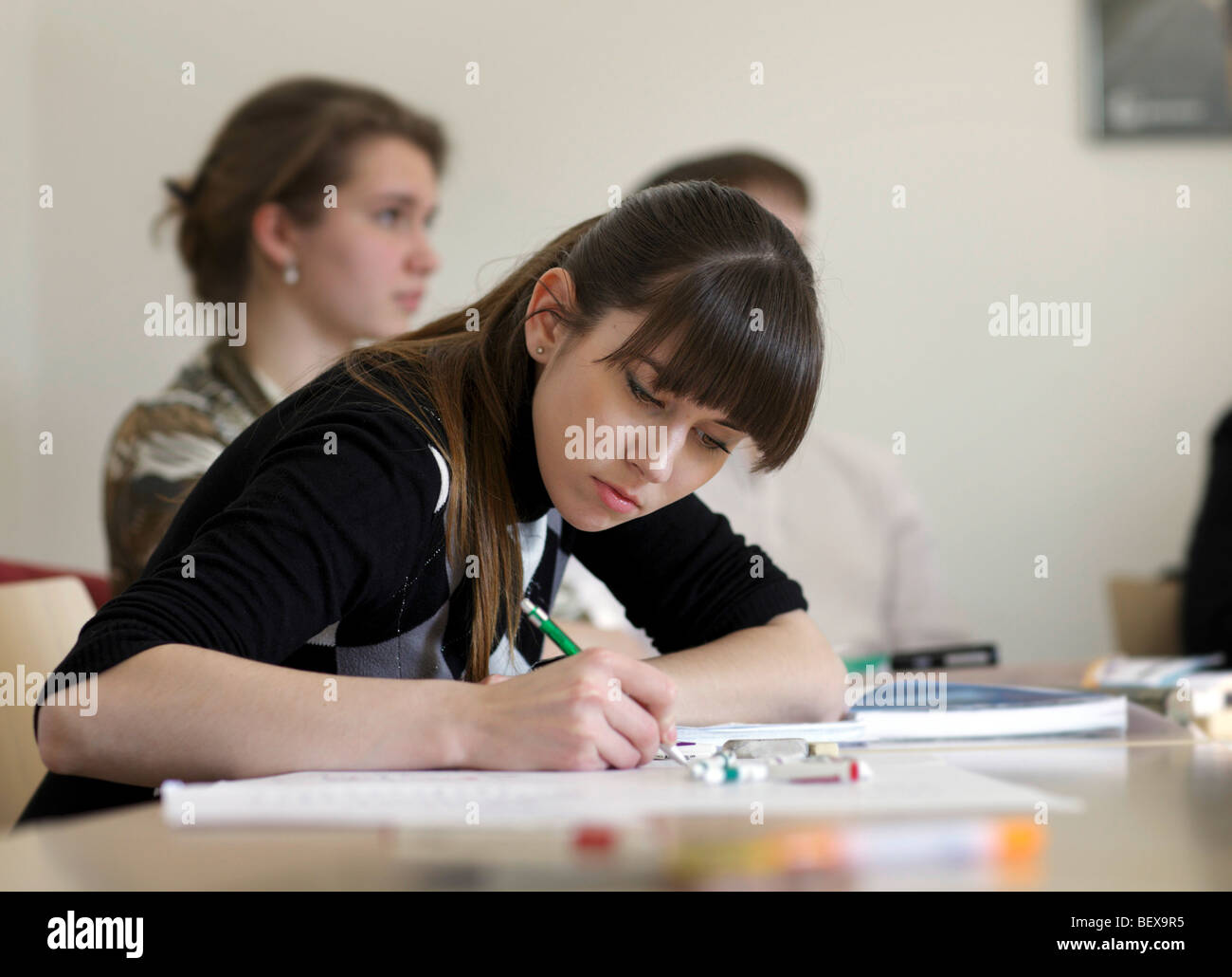 Students learning German at Goethe-Institut . Stock Photo