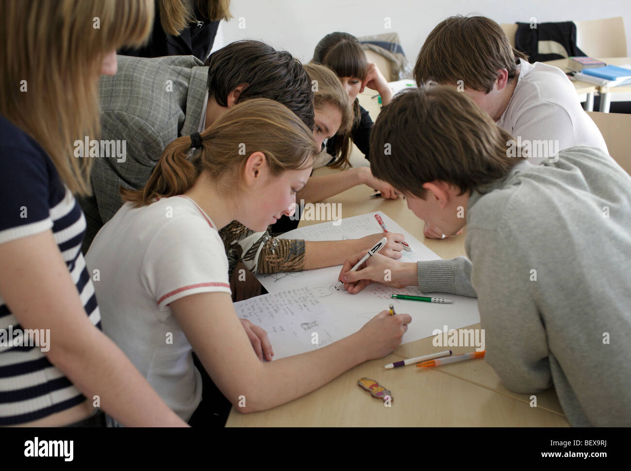 Students learning German at Goethe-Institut . Stock Photo
