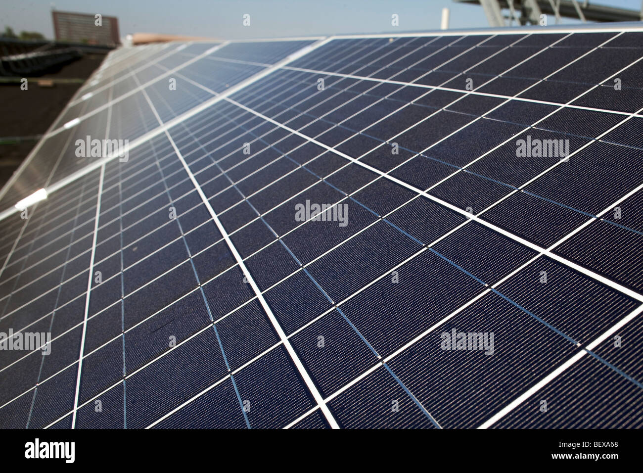 Photovoltaic system on the roof at Volkswagen AG Stock Photo