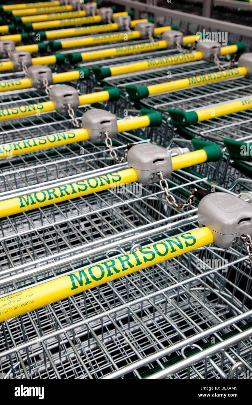 Morrisons supermarket trollies Stock Photo