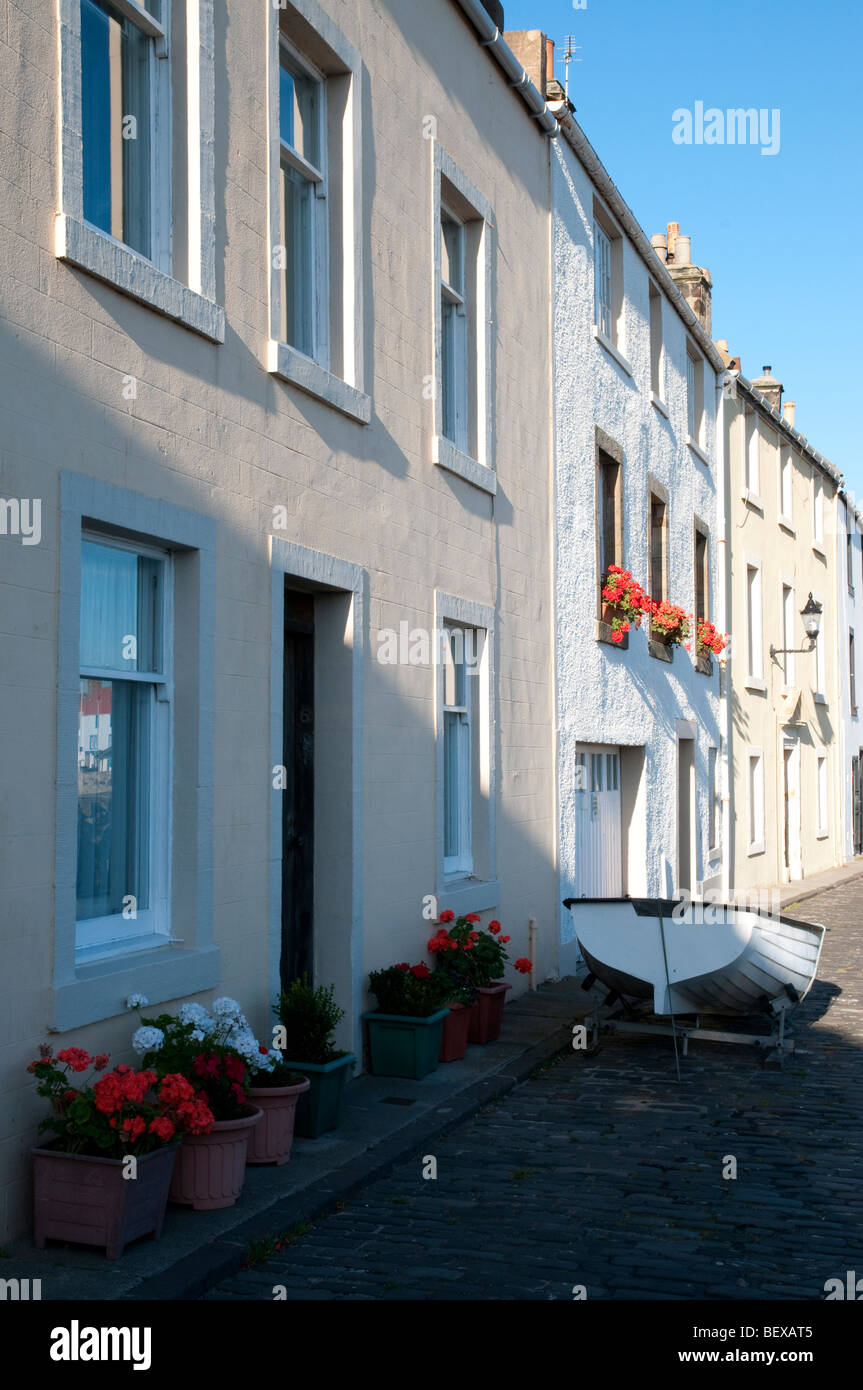 Traditional street in Anstruther, Fife. Stock Photo