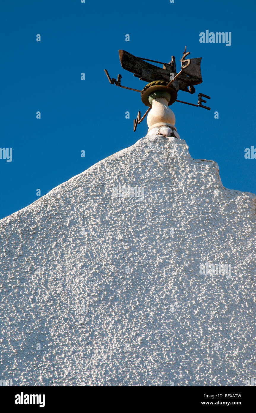 Maritime weather vane, on traditional cottage, in Anstruther, Fife. Stock Photo
