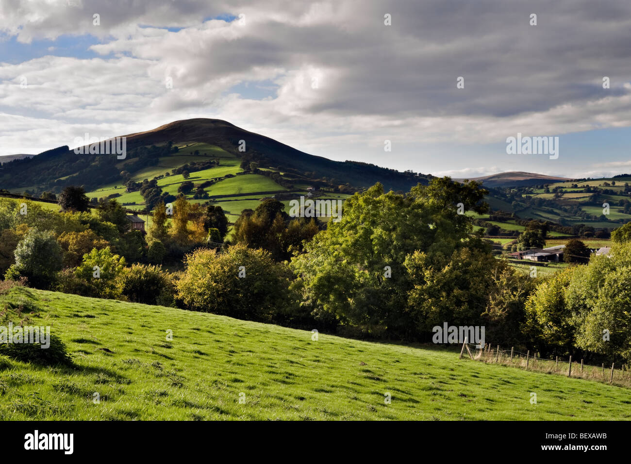 Picture over the Usk valley taken from Llangynidr moors on the B4560 Brecon Beacons national Park, Mid Wales Stock Photo