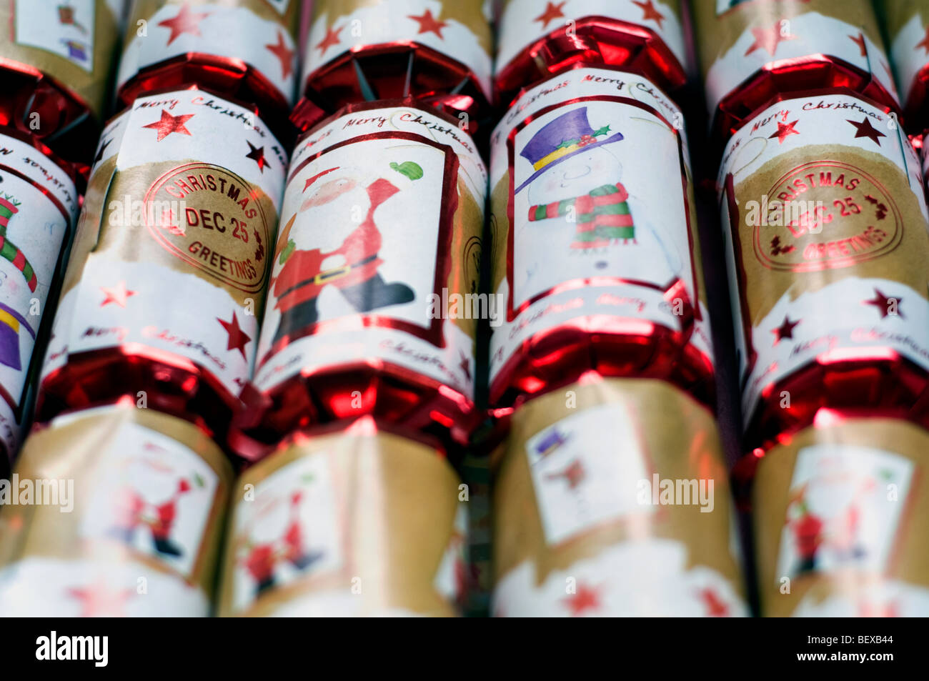 A selection of Christmas crackers Stock Photo