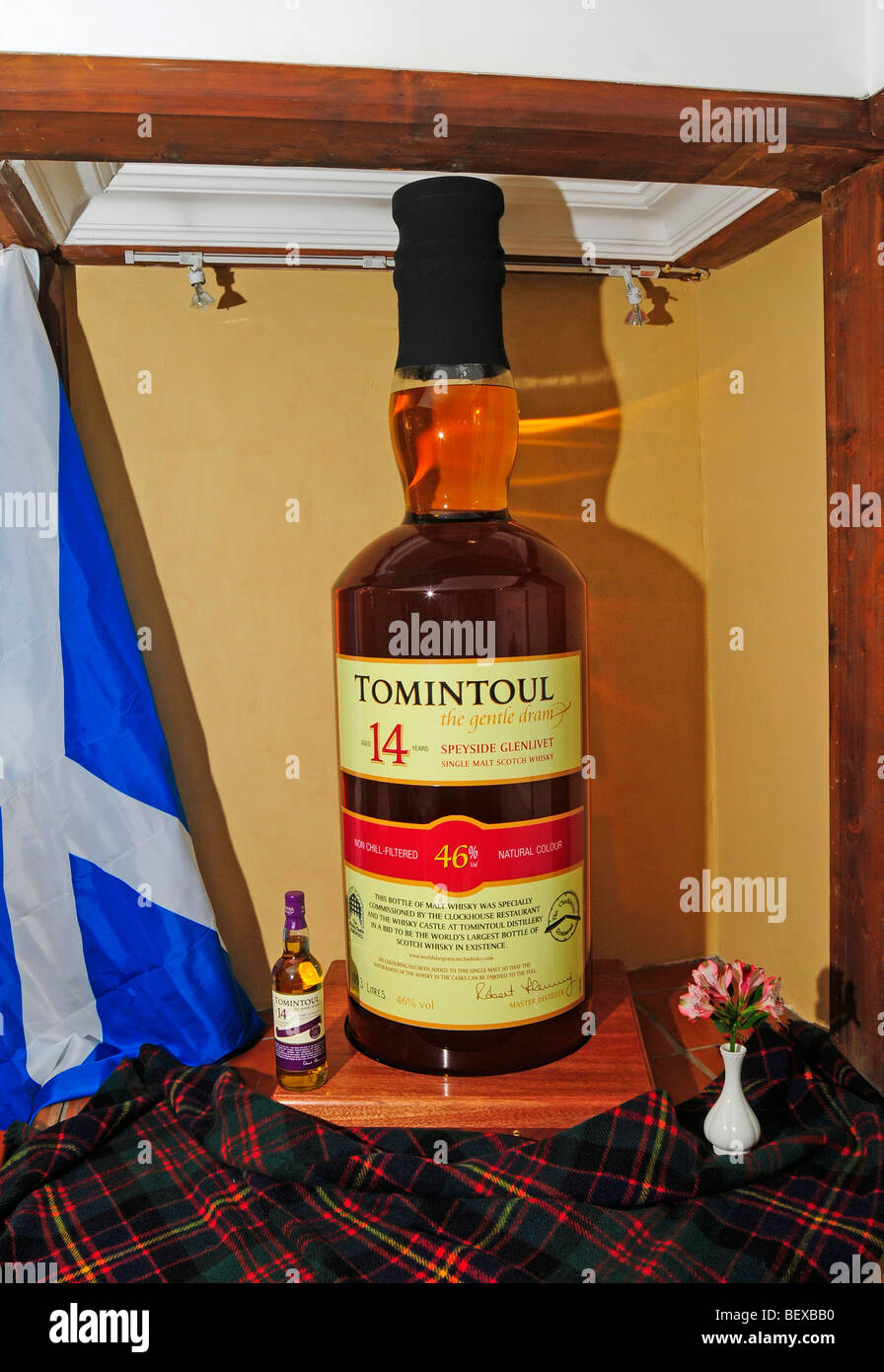 World Record Bottle Of Whiskey On Display At Its Home In Tomintoul Highland Region Scotland Sco 5424 Stock Photo Alamy