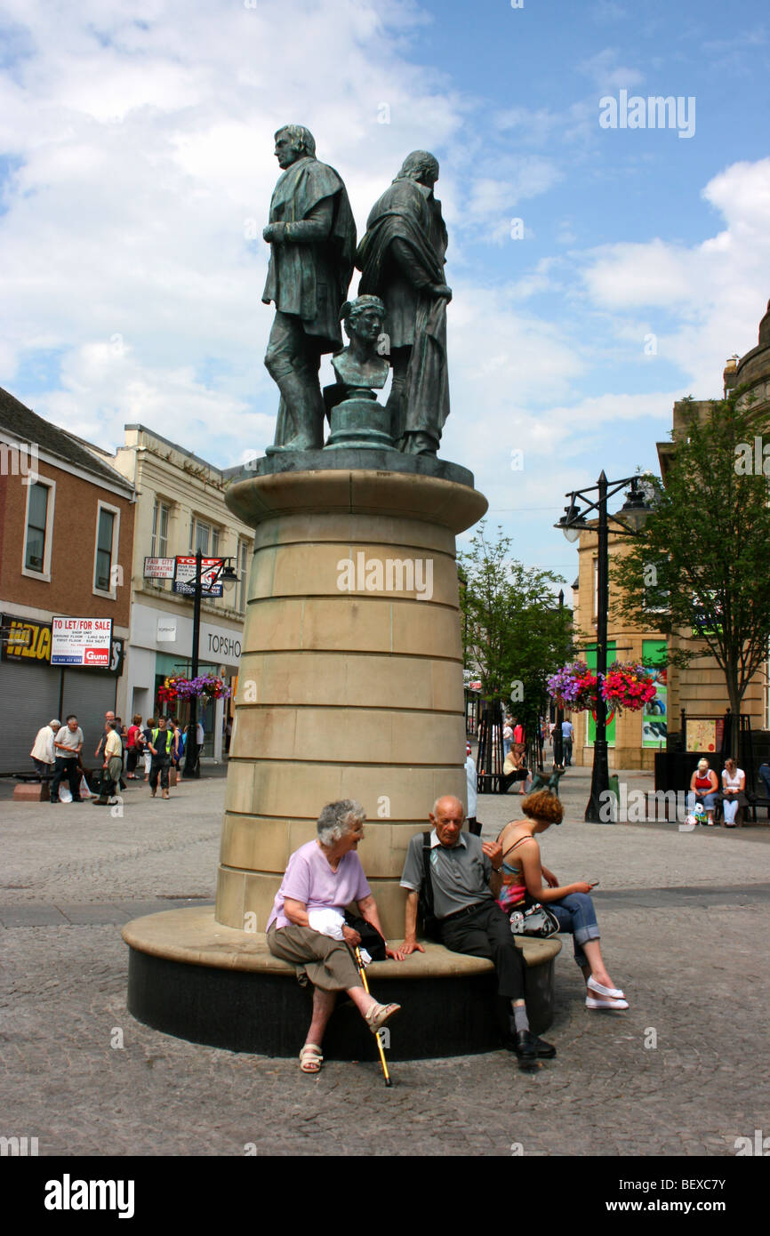 The Burns Statue in Kilmarnock Cross, in the centre of Kilmarnock, Ayrshire, Scotland Stock Photo