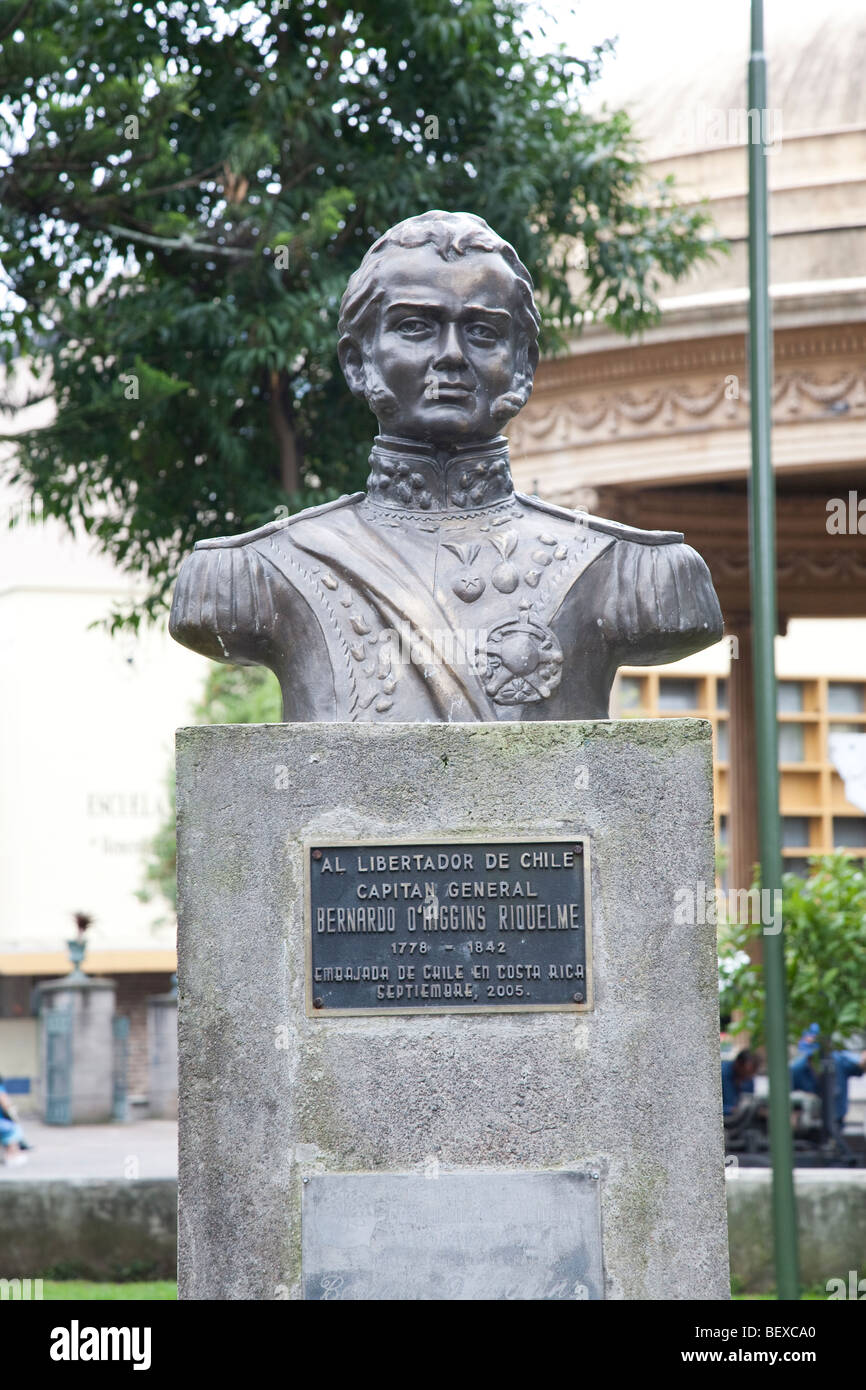 Bernardo O'Higgins Riquelme Bust in Parque Morazan, San Jose, Costa Rica. Stock Photo