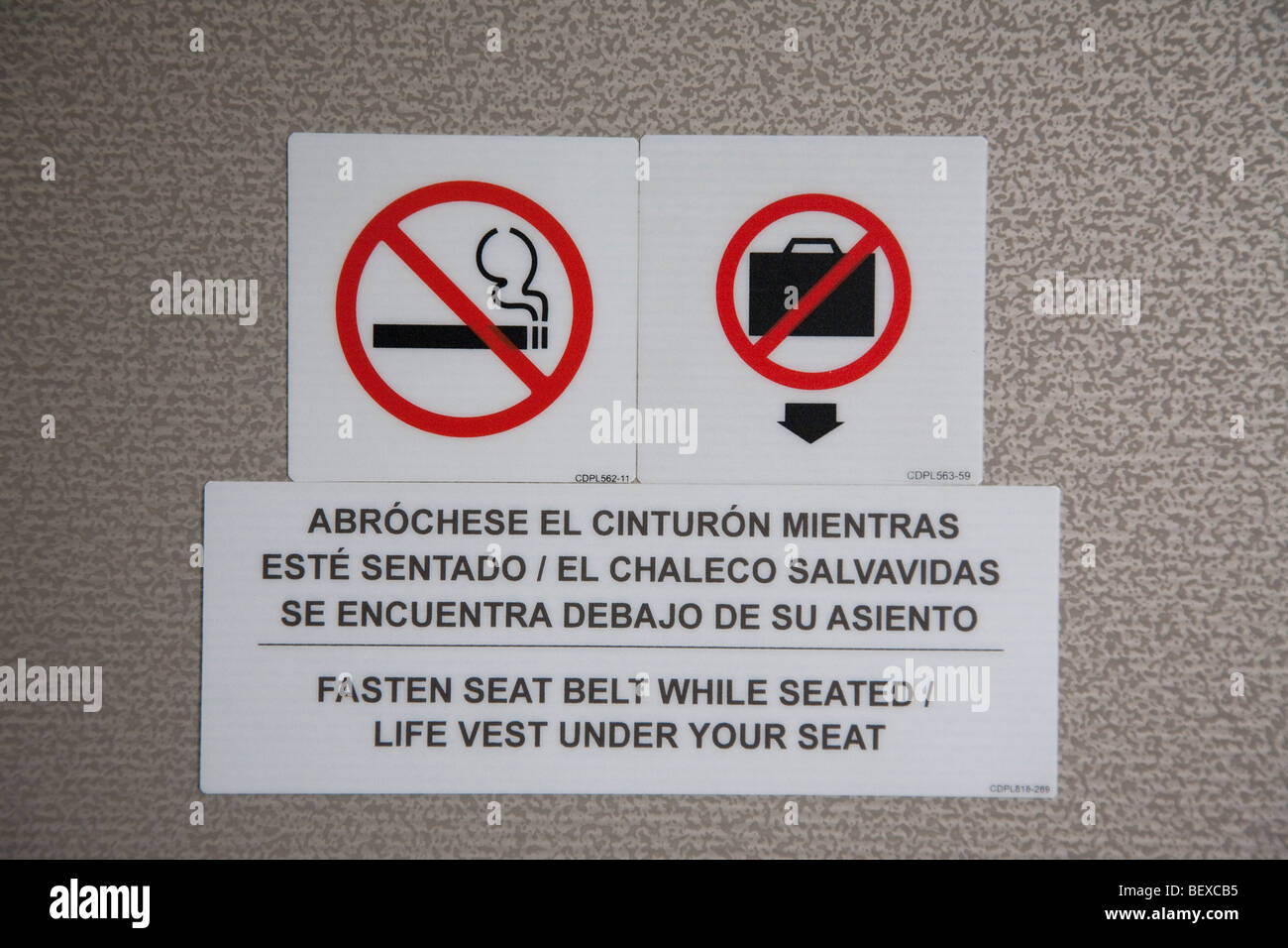 No Smoking Sign in an airplane Stock Photo Alamy