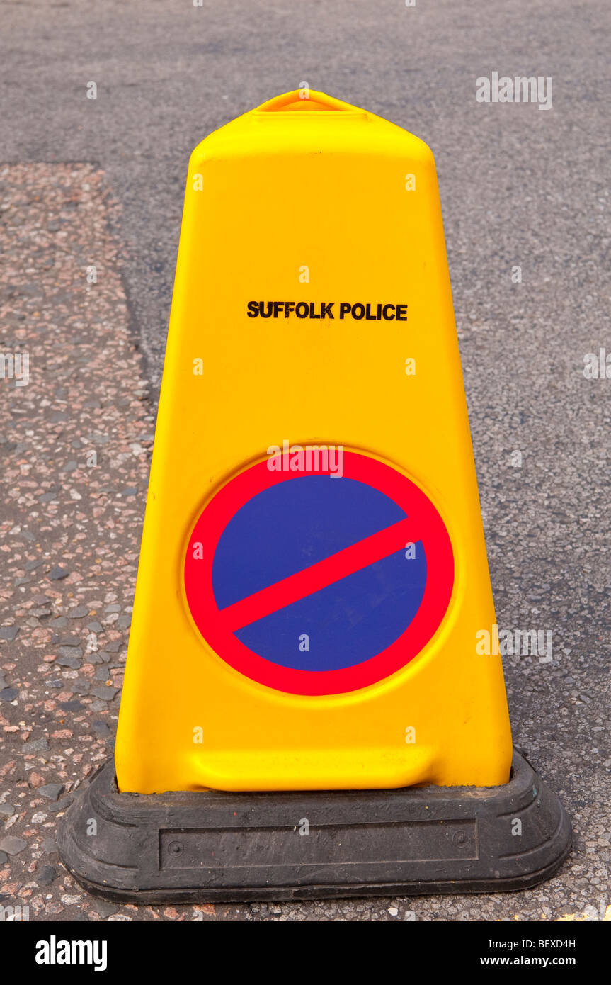 A police traffic cone in Suffolk,Uk Stock Photo