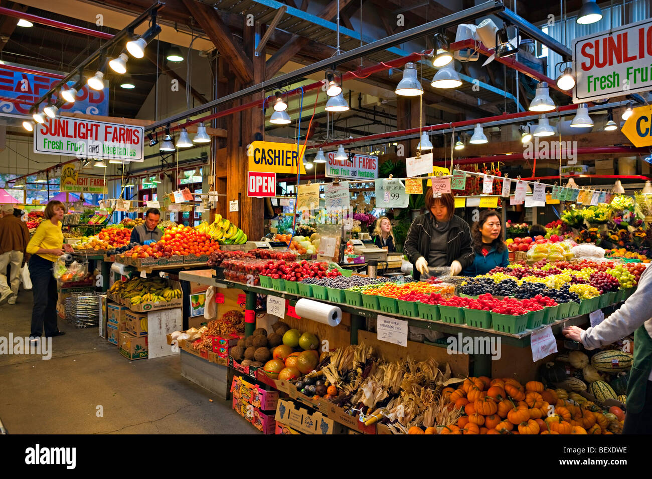 Produce stall at the Granville Markets, Granville Island, Vancouver