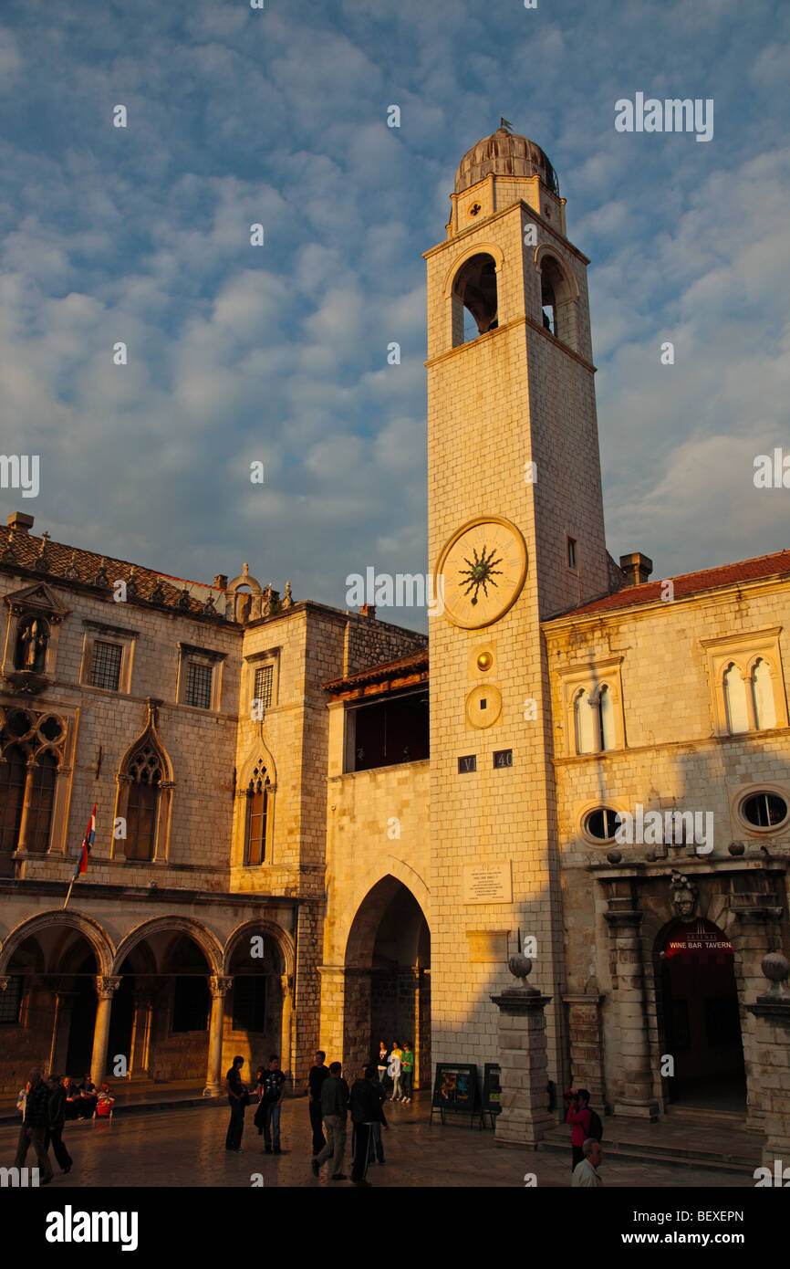 Bell tower on Sponza  Palace, Dubrovnik, Croatia Stock Photo