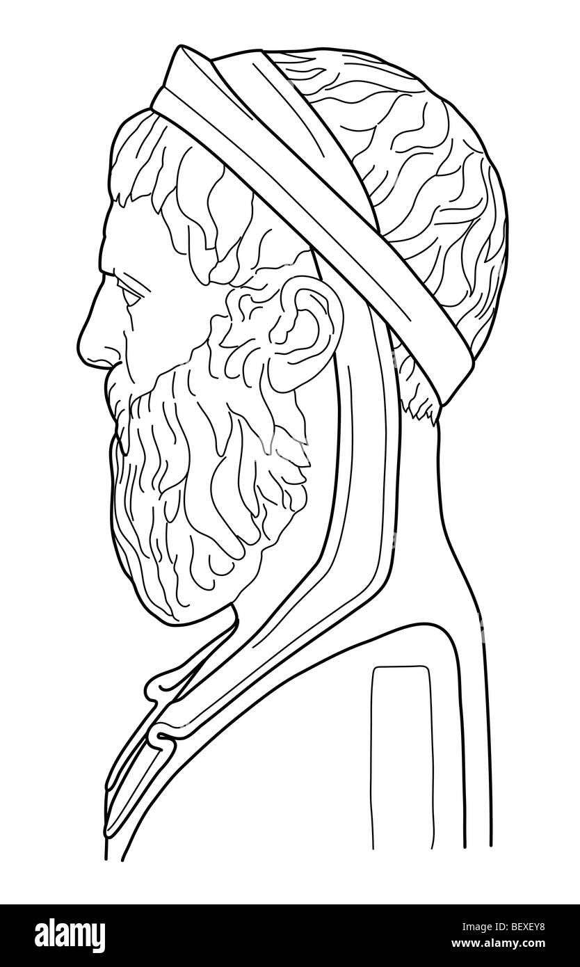 Reconstruction drawing of the Berkeley Plato. Illustration by Erin Babnik. Stock Photo