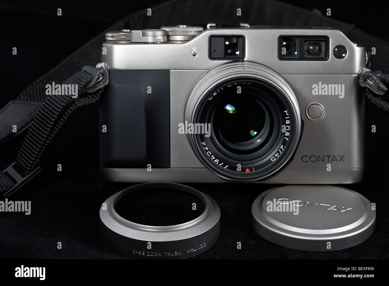 Film camera. Contax G1 iconic auto focus rangefinder with Carl Zeiss Planar 45mm lens Stock