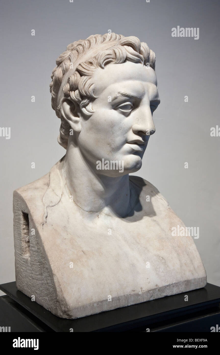 Portrait from the Villa of the Papyri identified as Ptolemy III Euergetes, Naples National Archaeological Museum. Stock Photo