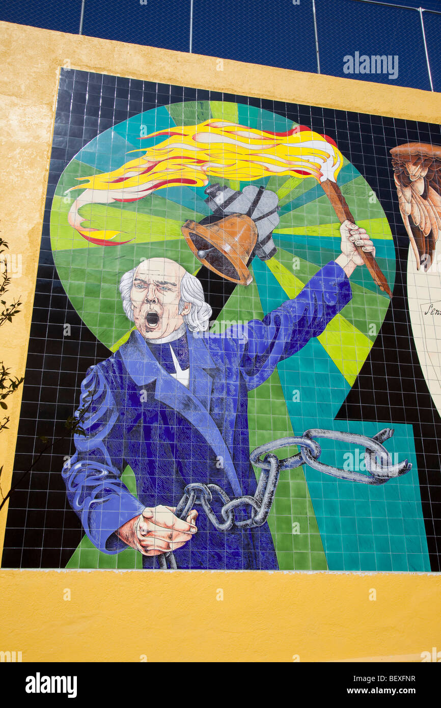 Father Miguel Hidalgo, mural, Dolores Hidalgo, Guanajuato, Mexico Stock Photo
