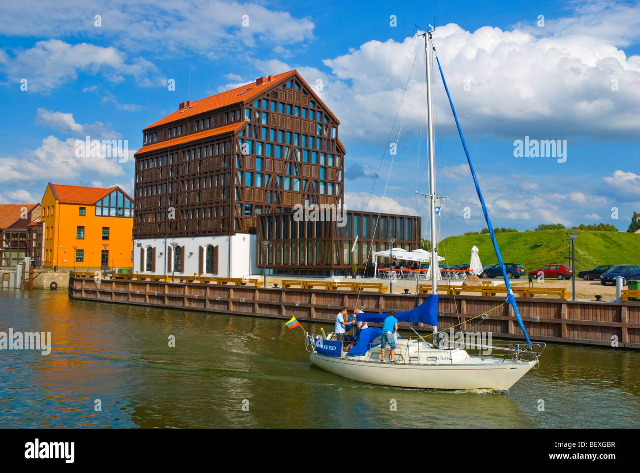 Yacht at Old Ferry Terminal in Klaipeda Lithuania Europe Stock Photo