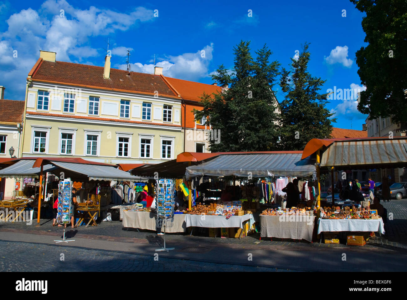 Souvenir stalls along Pilies gatve street in old town Vilnius Lithuania Europe Stock Photo