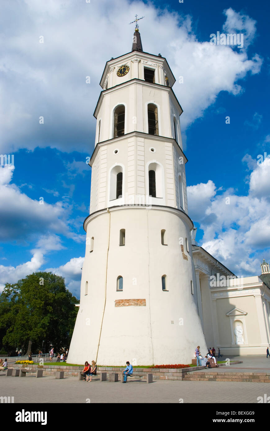 Vilniius Cathedral Belfry at Katedros aikste square in central Vilnius Lithuania Europe Stock Photo