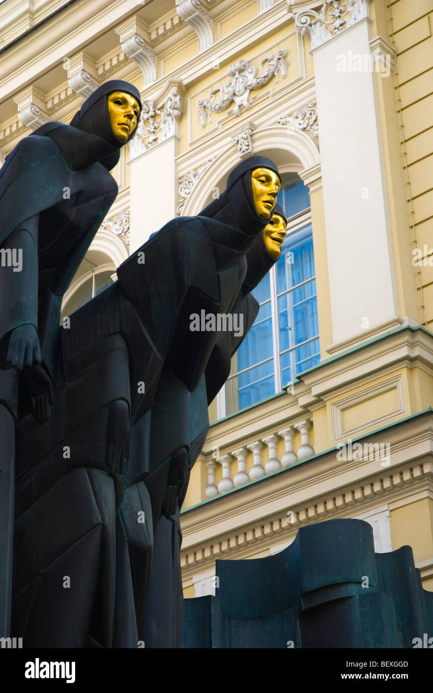 Artwork outside National Drama Theatre in central Vilnius Lithuania Europe Stock Photo