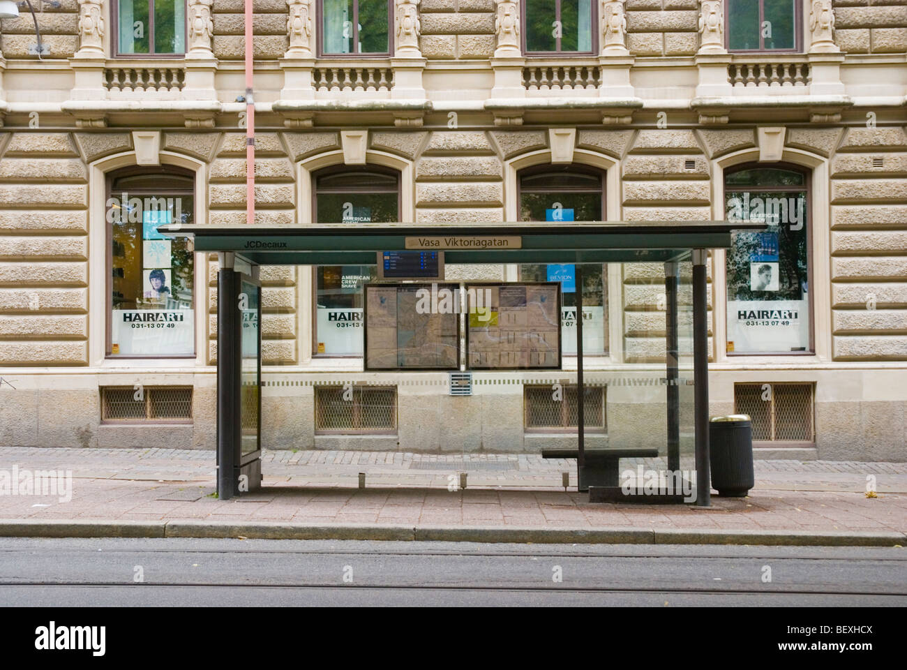 Bus and tram stop shelter Gothenburg Sweden Europe Stock Photo