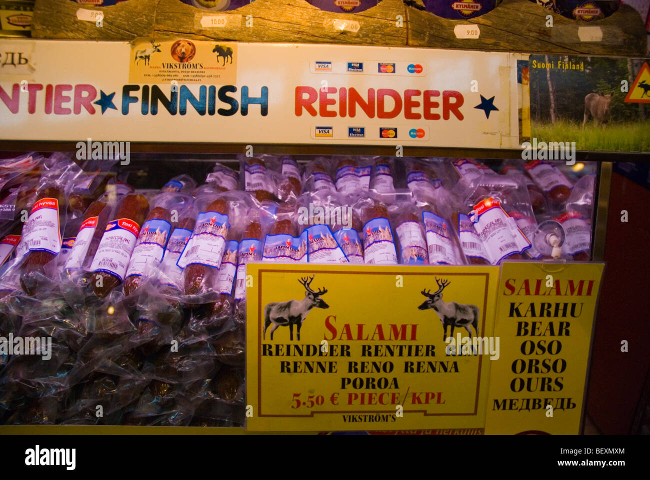 Reindeer meat in Vanha Kauppahalli the old market hall in central Helsinki  Finland Europe Stock Photo - Alamy