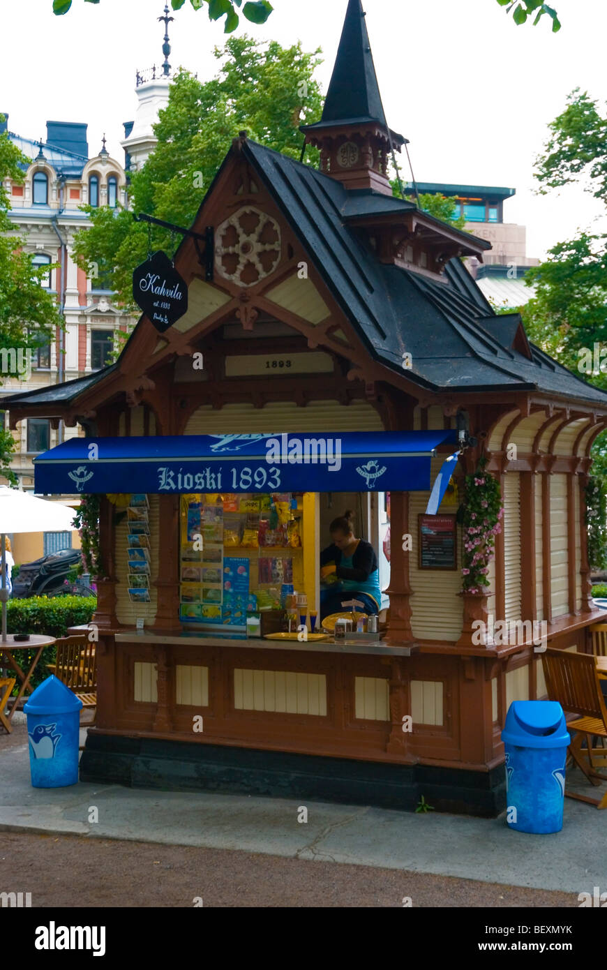 Wooden kiosk building from 19th century at Esplanadi park in Helsinki