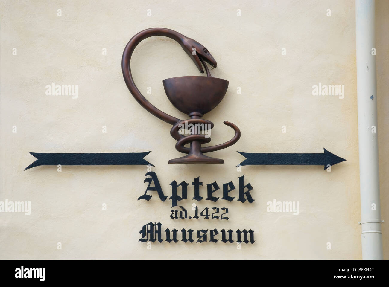 Sign of Apteek Muuseum the pharmacy museum in old town Tallinn Estonia Europe Stock Photo