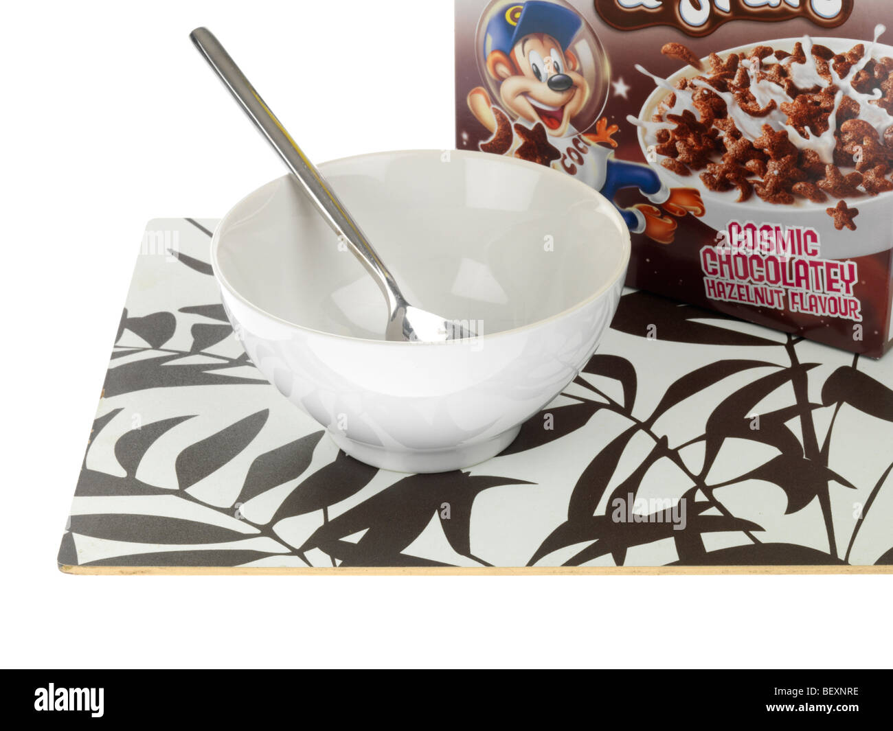 Bowl of Chocolate Cereal Stock Photo