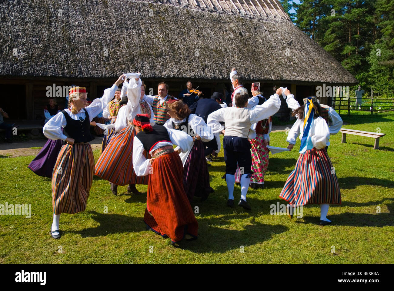Folk dance and music show Vaba humuuseum the outdoor heritage museum at  Rocco al Mare in Tallinn Estonia Europe Stock Photo - Alamy