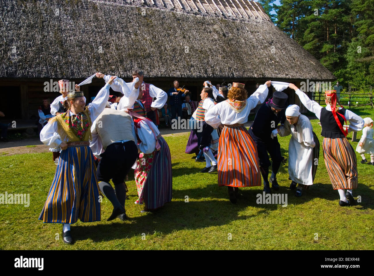 Folk dance and music show Vaba humuuseum the outdoor heritage museum at  Rocco al Mare in Tallinn Estonia Europe Stock Photo - Alamy