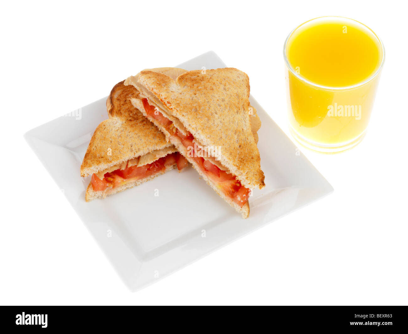 Turkey and Tomato Toasted Sandwich Stock Photo